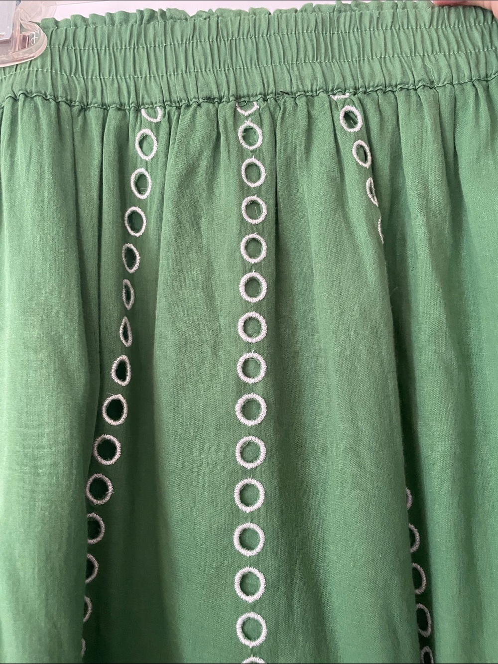 Karen Kane Green Maxi Skirt with White Embroidery - Picture 8 of 10